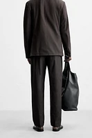 WAXED EFFECT SUIT PANTS