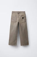 DISTRESSED EFFECT WIDE LEG JEANS