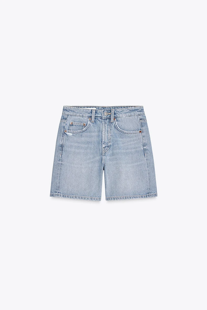 SHORT EN JEAN TRF À TAILLE MI-HAUTE