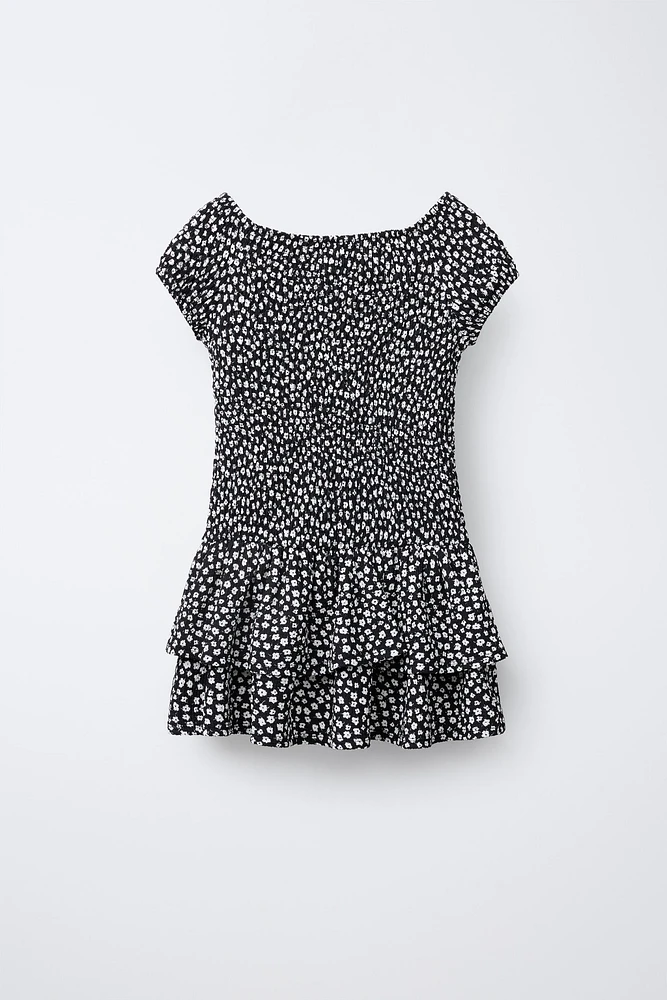 RUFFLED TEXTURED DRESS