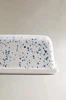 SPLATTERED STONEWARE BUTTER DISH