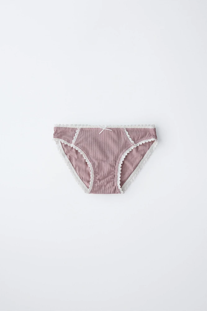 6-14 ANS/ LOT DE TROIS CULOTTES DENTELLE