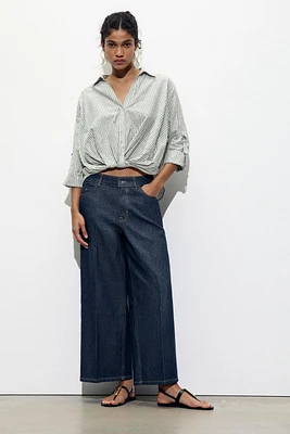 KNOTTED LINEN BLEND SHIRT