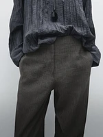 Pantalon de tailleur à rayures coton mélangé