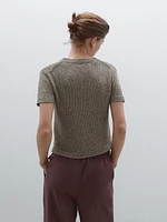 Knit sweater with fabric detail