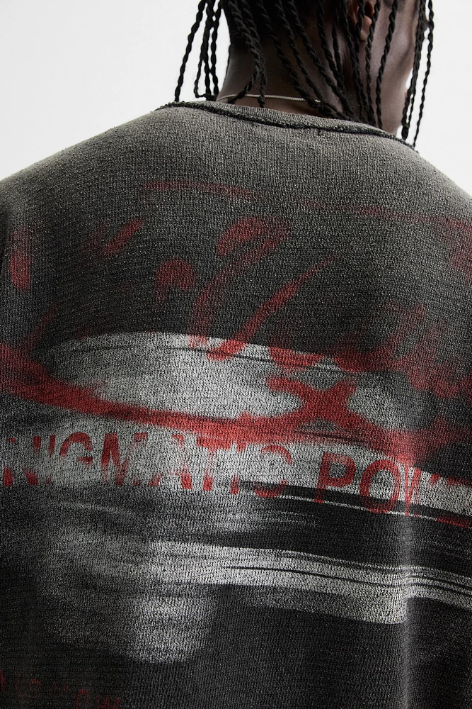 T-SHIRT DÉLAVÉ EN MAILLE IMPRIMÉE