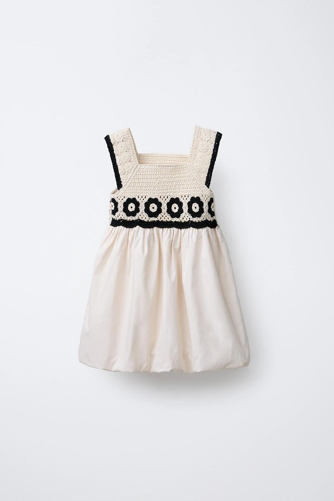 COMBINATION CROCHET KNIT DRESS