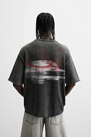 WASHED KNIT PRINT T-SHIRT
