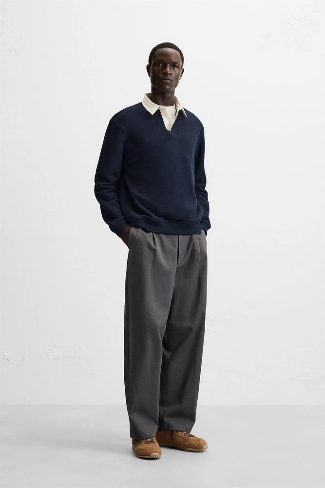 CONTRAST COLLAR POLO SWEATSHIRT