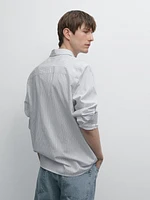 Regular fit striped cotton blend shirt