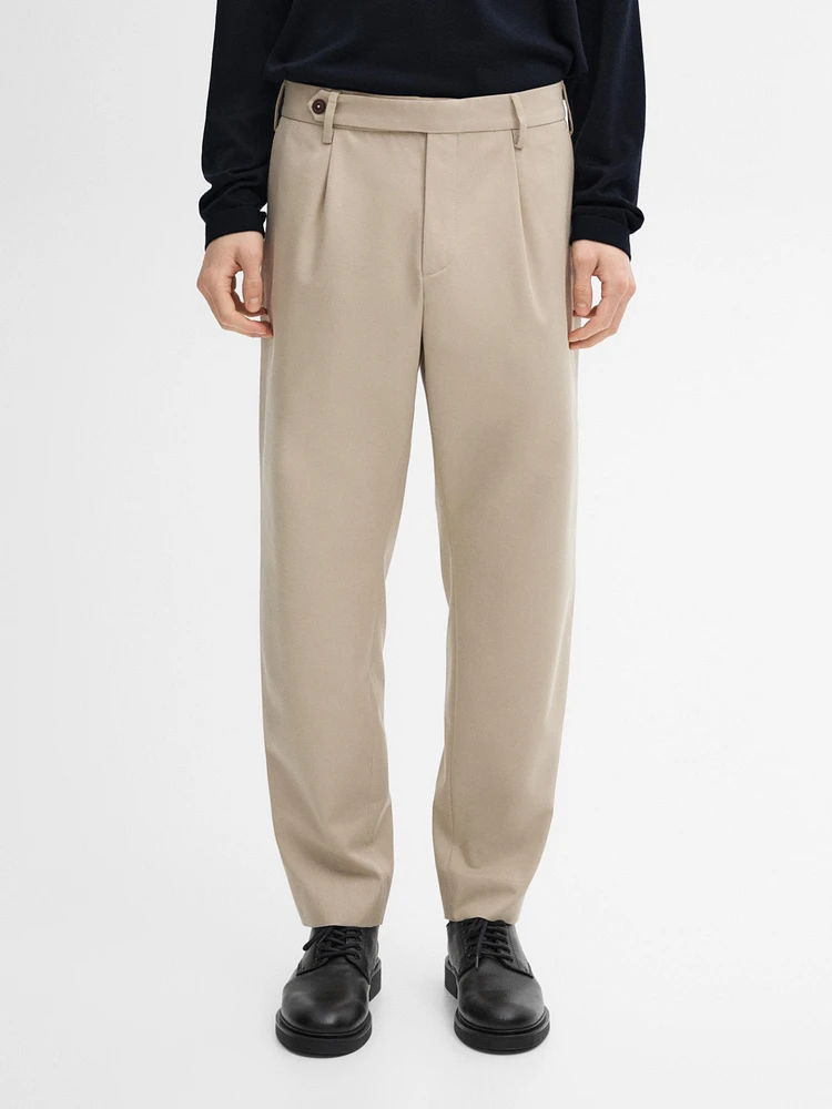 Cotton blend darted trousers