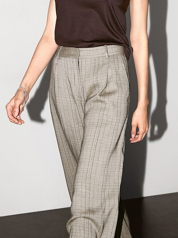 Pantalon de tailleur imprimé à carreaux