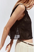 EMBROIDERED LACE TRIM SHIRT