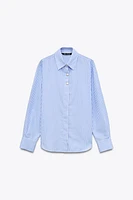 STRIPED POPLIN SHIRT WITH CONTRASTING BUTTONS
