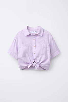 KNOTTED LINEN BLEND SHIRT