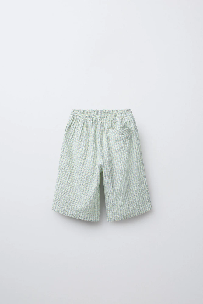 TEXTURED PLAID SHORTS