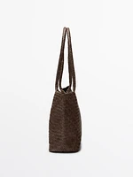Braided nappa leather medium tote bag