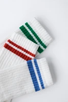 LOT DE TROIS PAIRES CHAUSSETTES LONGUES À RAYURES