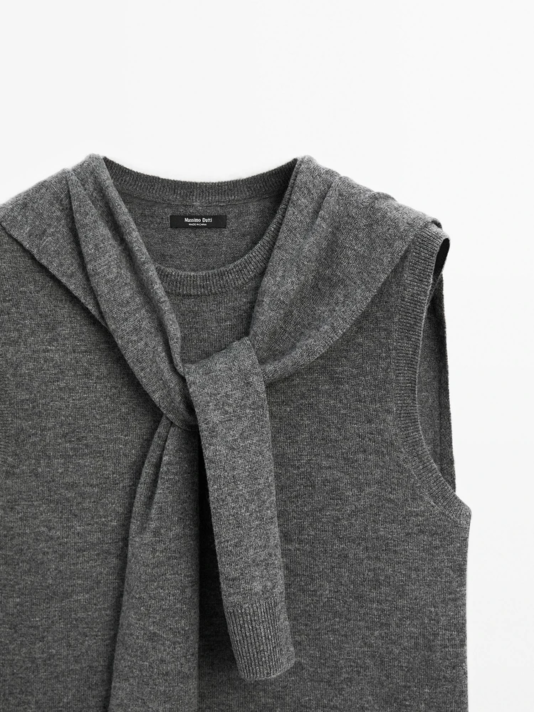 Veste sans manches avec pull en laine mélangée