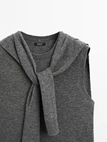 Veste sans manches avec pull en laine mélangée