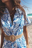 BELTED PRINTED SHIRT DRESS