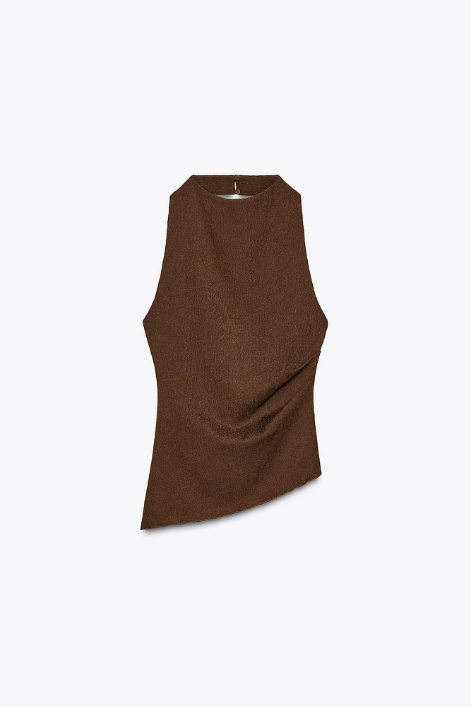 TOP HALTER DRAPÉ À TEXTURE