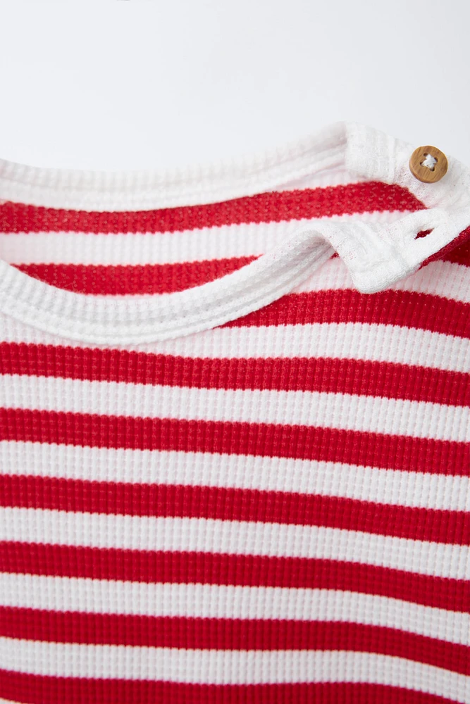 ENSEMBLE T-SHIRT ET BERMUDA GAUFRÉ RAYURES