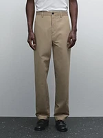 Regular fit cotton blend trousers