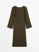 Linen blend midi dress with back detail