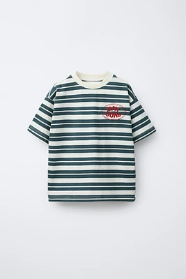 STRIPED EMBROIDERED T-SHIRT