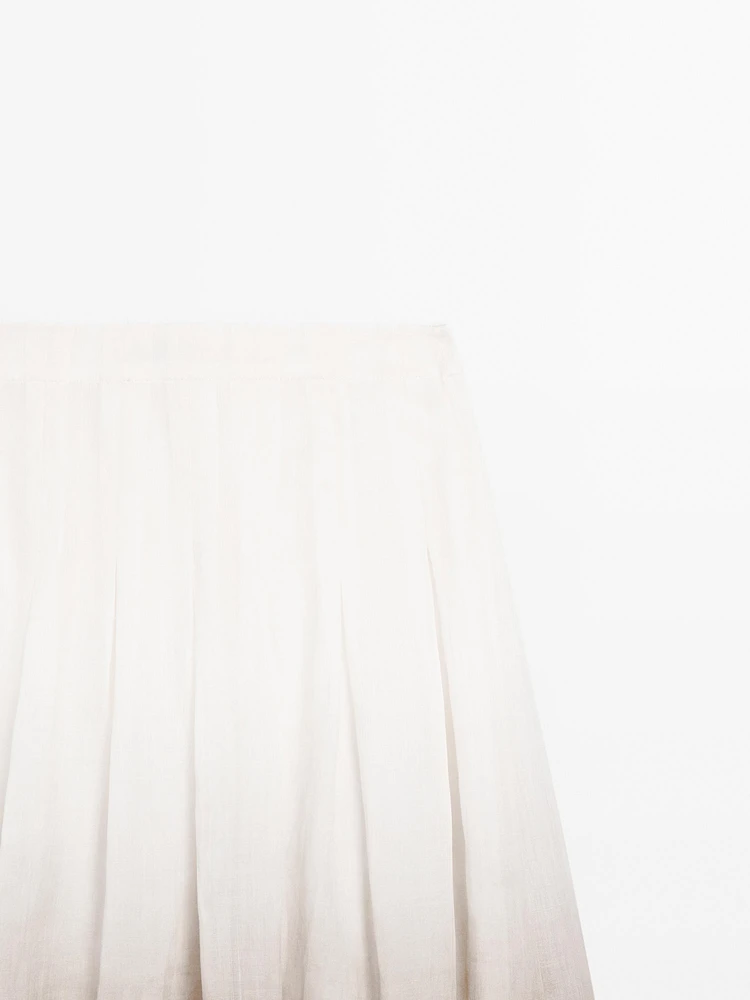 Ombré print box pleat midi skirt