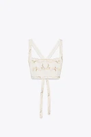 EMBROIDERED FLOWER CROP TOP