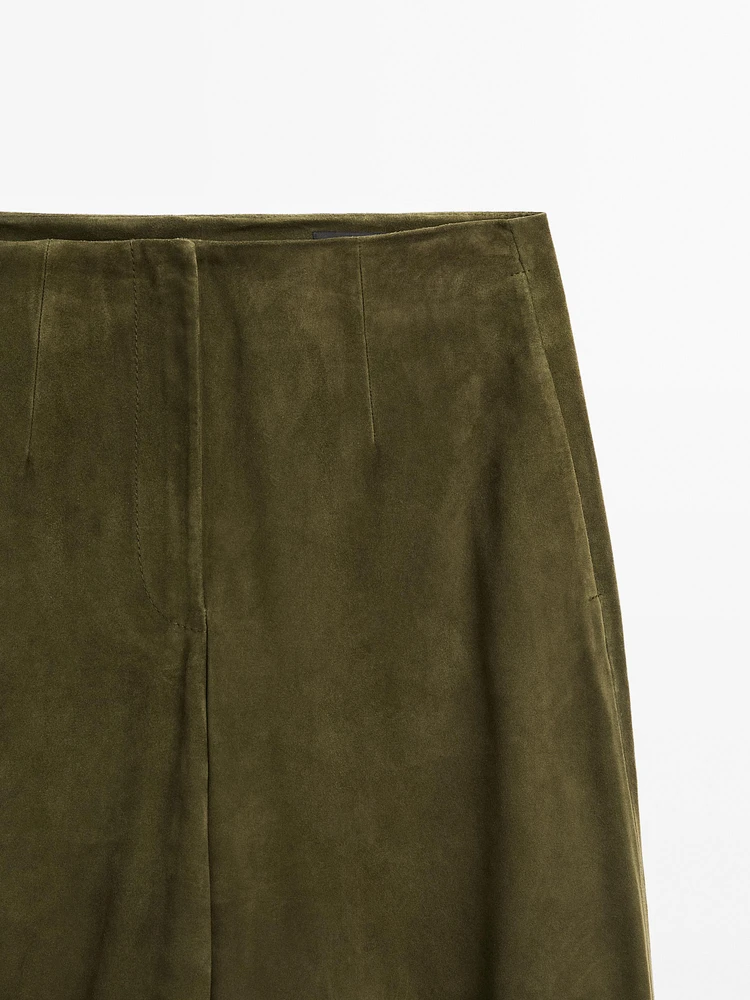 Pantalon balloon en cuir finition daim
