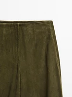 Pantalon balloon en cuir finition daim