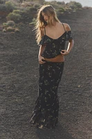 PRINTED TULLE RUFFLE SKIRT