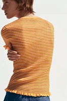STRIPED RIB KNIT TOP