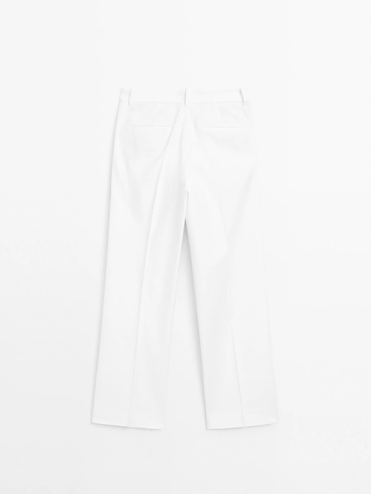Stretch linen blend trousers