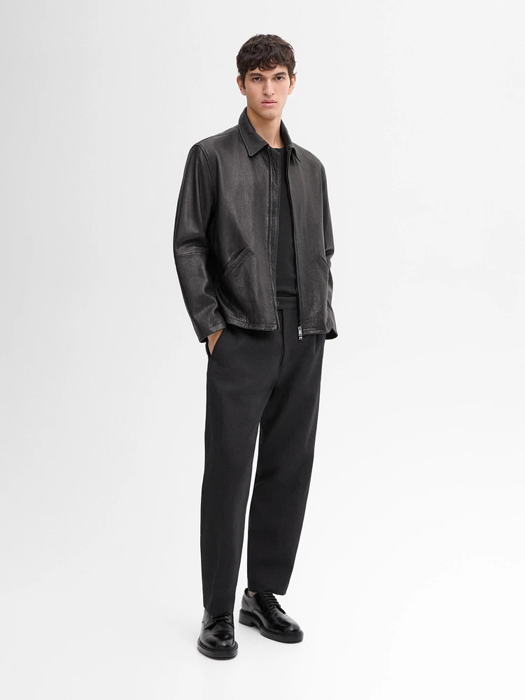 Texture effect nappa leather jacket