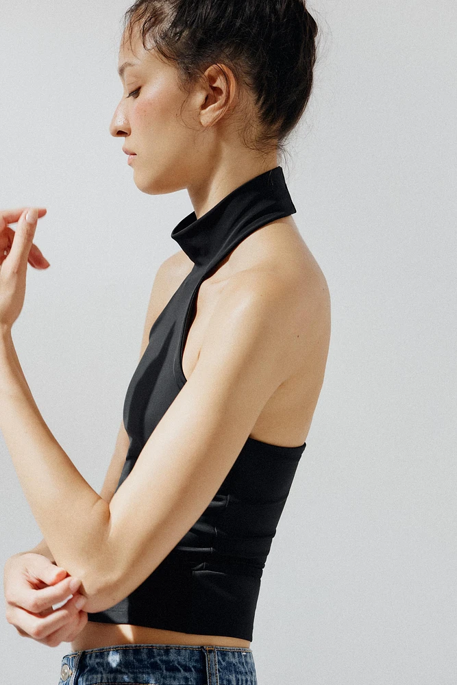POLYAMIDE HALTER TOP