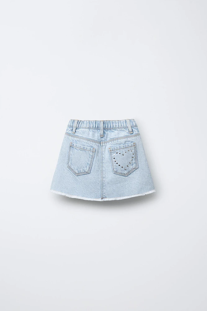 STUDDED DENIM SKIRT