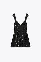 EMBROIDERED FLORAL SHORT DRESS