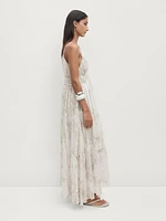 Robe midi bretelles froncées