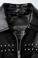 STUDDED FAUX LEATHER JACKET