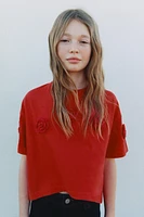 T-SHIRT À FLEURS EN CROCHET
