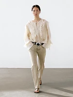 Mid-rise straight-leg cotton blend jeans