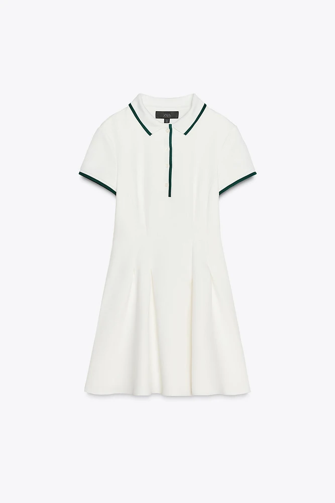 SHORT RIBBED GODET DRESS