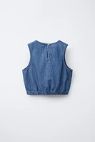 TOP EN DENIM FLEURS BRODÉES