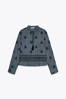 POMPOM EMBROIDERED TOP