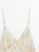 Robe midi bretelles froncées