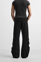 DENIM CARGO PANTS WITH POCKETS
